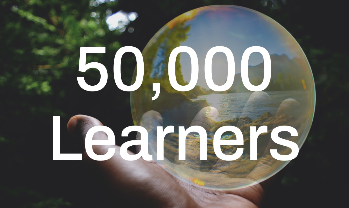 MOOC promo image with 50,000 learners text overlayed logo